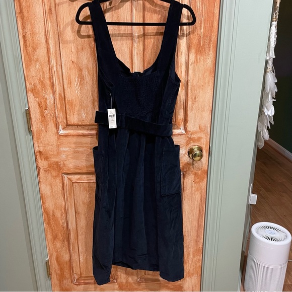 Anthropologie 18W Corduroy Slim Midi Navy & Gold Plus 2X Pinafore Dress As-Is - Picture 8 of 12